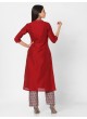 Casual Wear Kurti Set In Maroon And Grey Color